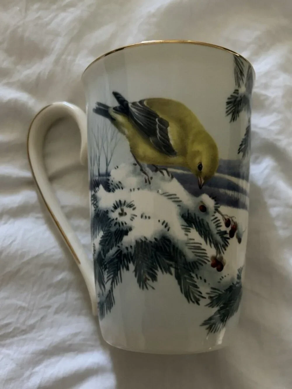 Lenox Winter Greetings Scenic Accent Mug Chickadee & Goldfinch